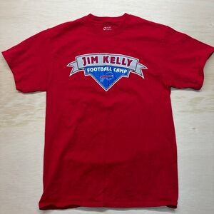 Y2K Buffalo Bills Jim Kelly Football Camp Med. Red T-Shirt Under Armour New Era